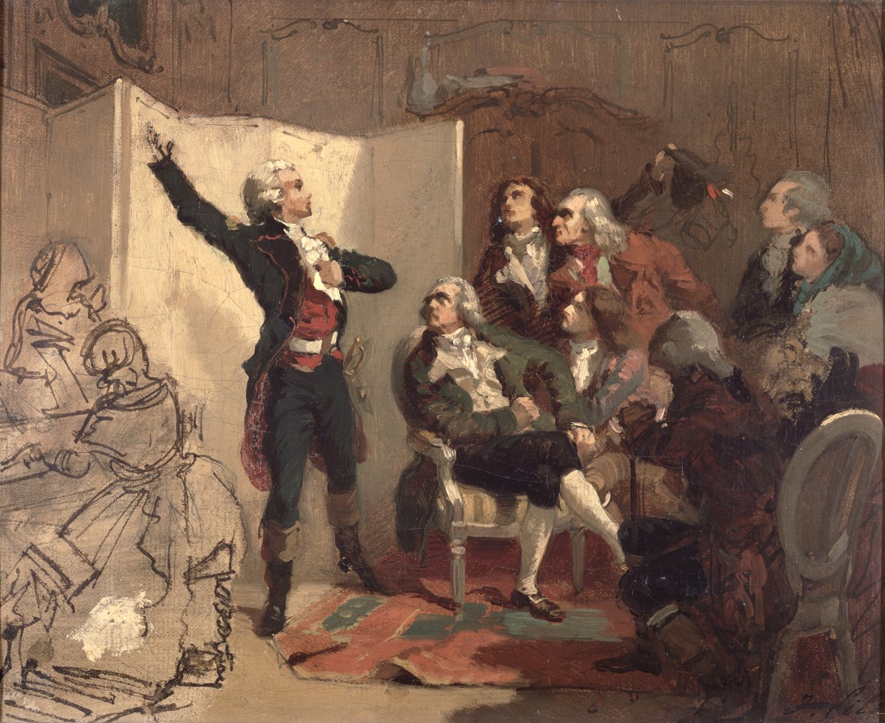 Claude Joseph Rouget de Lisle (1760-1836) synger Marseillaise hjemme hos Dietrich, borgermester i Strasbourg, 26. april 1792 (studie) av Isidore Pils