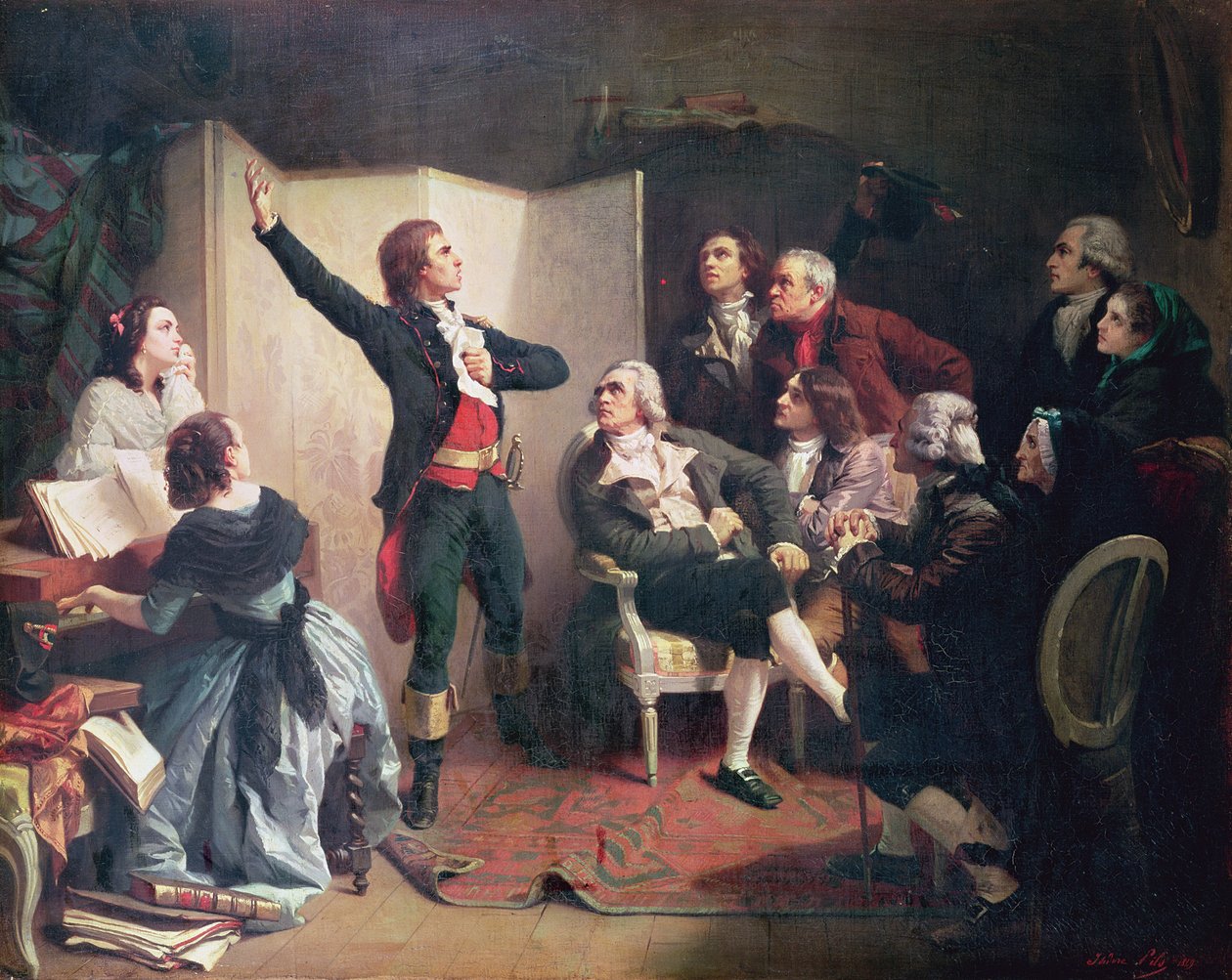 Rouget de Lisle (1760-1836) synger Marseillaise hjemme hos Dietrich, borgermester i Strasbourg, 26. april 1792 av Isidore Pils