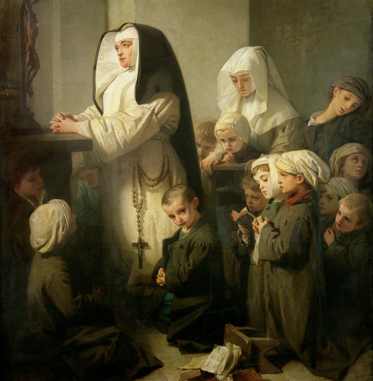 Bønnen til barna som lider av ringorm, 1853 (detalj) av Isidore Pils