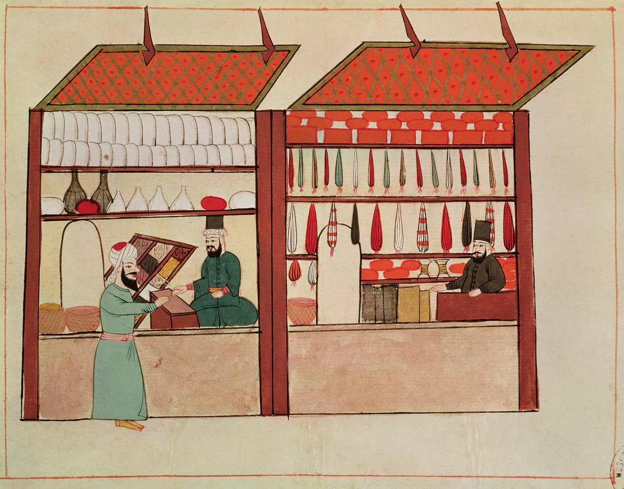 Ms 1671 A Shop Selling Different Merchandise, ca. 1580 av Islamic School