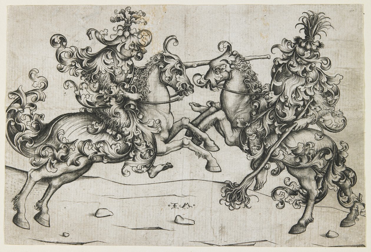 Joust of Two Wild Men, ca. 1480 av Israhel van Meckenem the younger