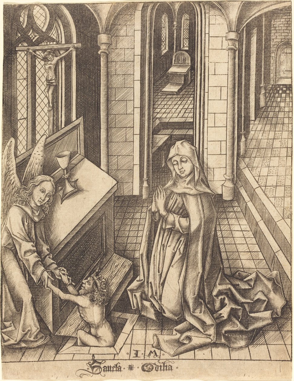 Saint Ottilia, ca. 14751480. av Israhel van Meckenem