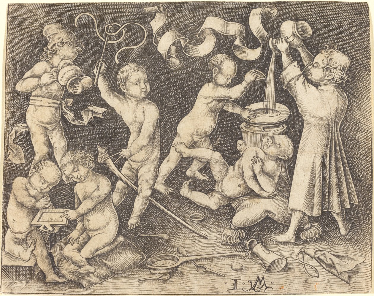 Syv barn i lek, ca. 1490. av Israhel van Meckenem