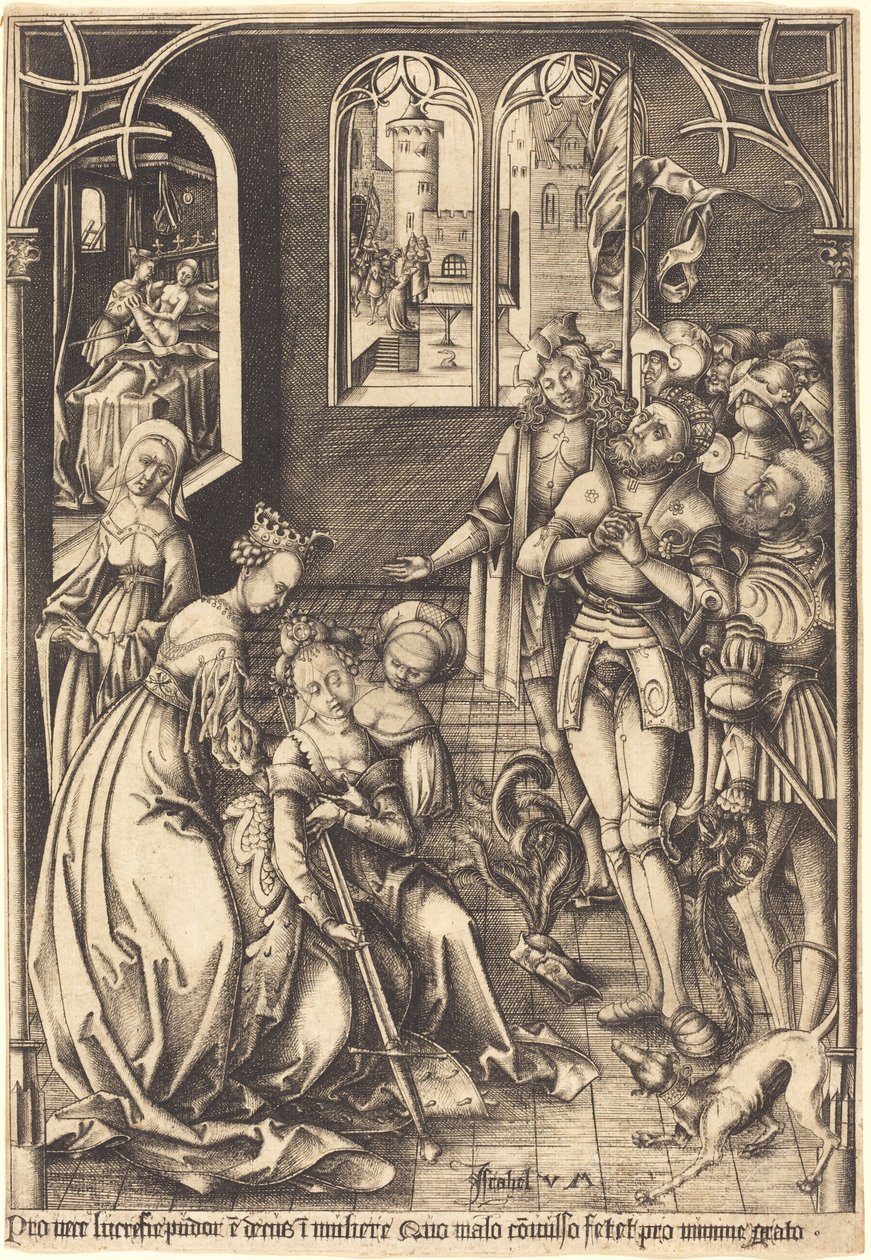 Lucretias død, ca. 15001503. av Israhel van Meckenem