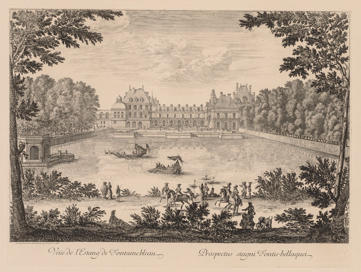 Utsikt over Etang de Fontainebleau, 1666. av Israël Silvestre