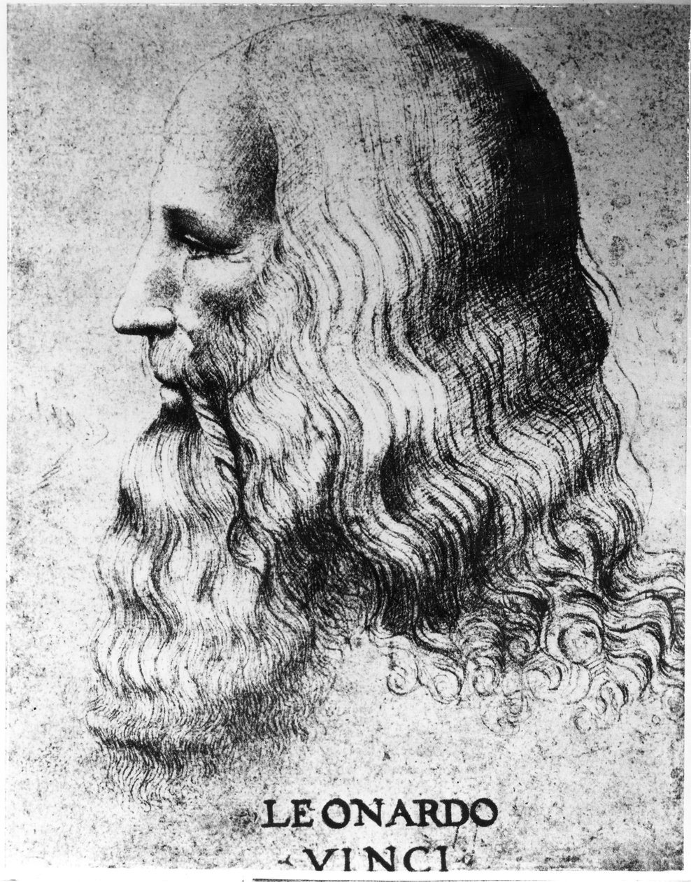 Portrett av Leonardo da Vinci (1452-1519), gravert av Francesco Bartolozzi (ca. 1727-1815) av Italian School