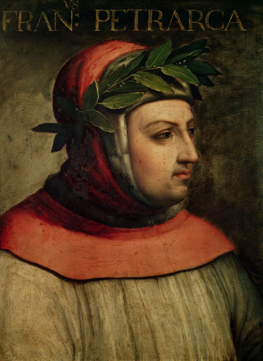 Portrett av en Petrarke ved navn Francesco Petrarca (1304-74) av Italian School