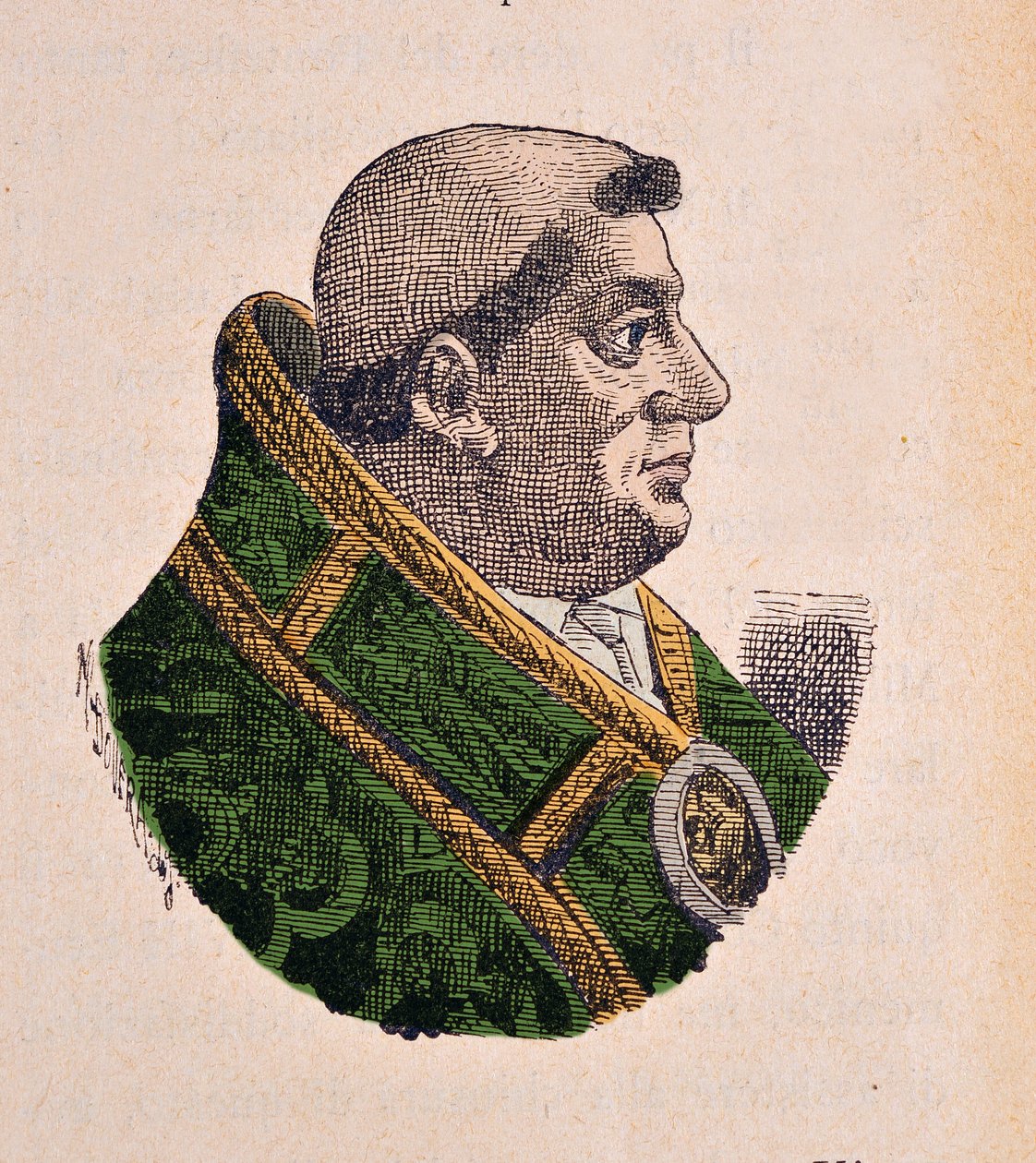 Portrett av paven Jules II (Giulio II Julius, 1503-1513), 1898 (gravering med senere fargelegging) av Italian School