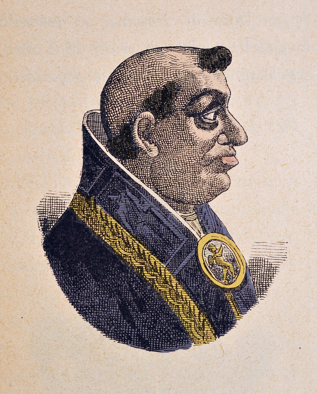 Portrett av paven Leon X (Leo, Leone eller Giovanni de Leorenzo de Medicis) (1513-1521), 1898 (gravering med senere fargelegging) av Italian School
