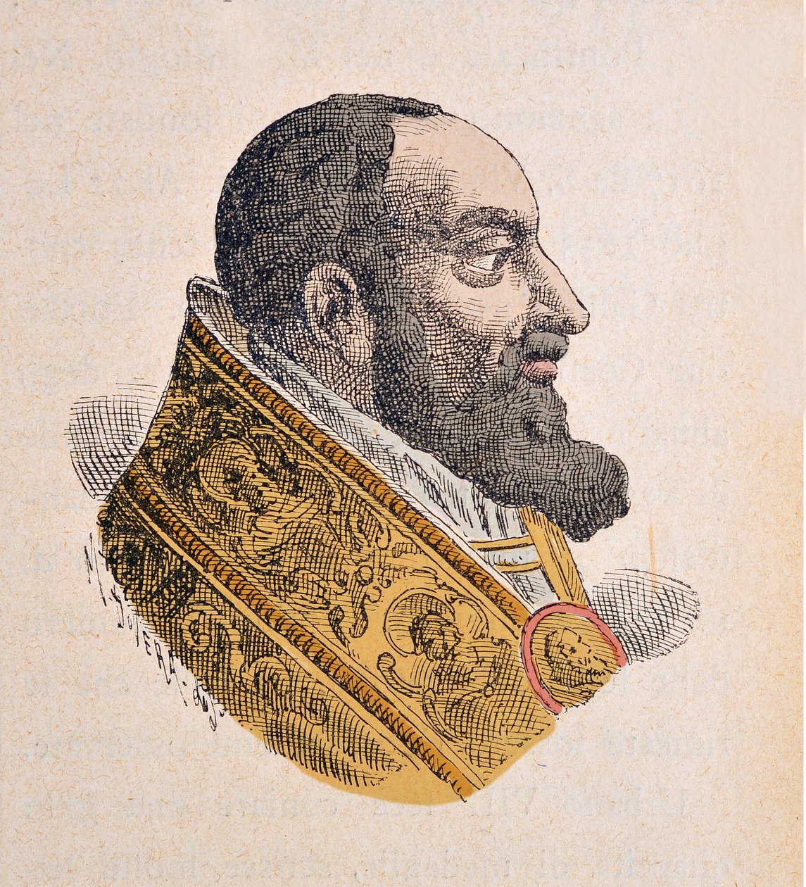 Portrett av paven Urbain VIII (Urban eller Urbanus eller Urbano) (1623-1644), 1898 (gravering med senere fargelegging) av Italian School