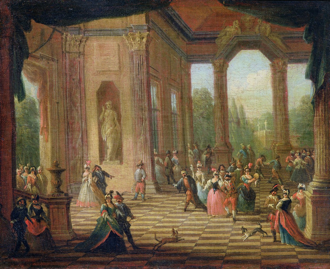 Scene på et maskeball av Italian School