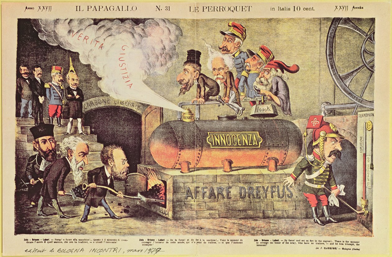The Dreyfus Affair, 22. desember 1894, italiensk satirisk tegneserie fra 