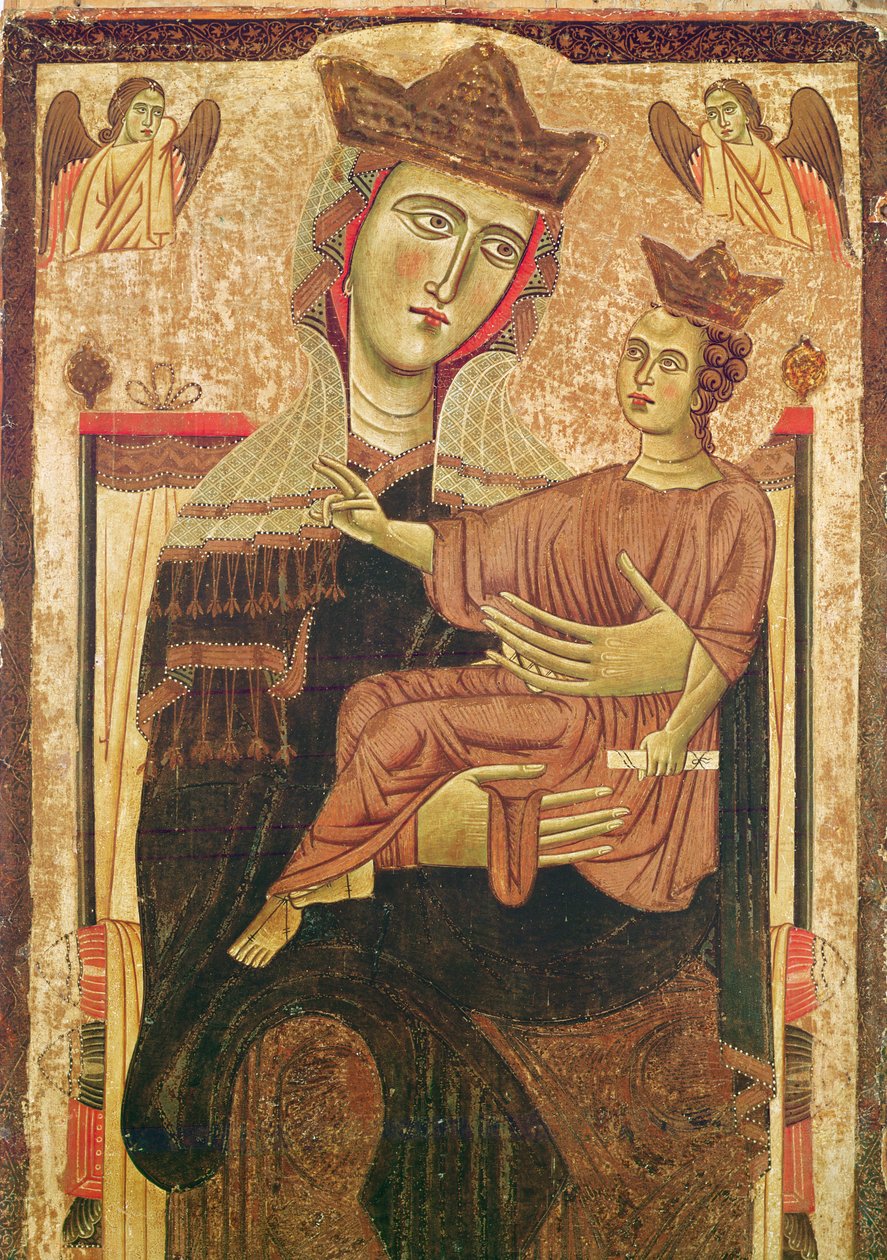 Jomfru og barn (tempera på panel) av Italian School