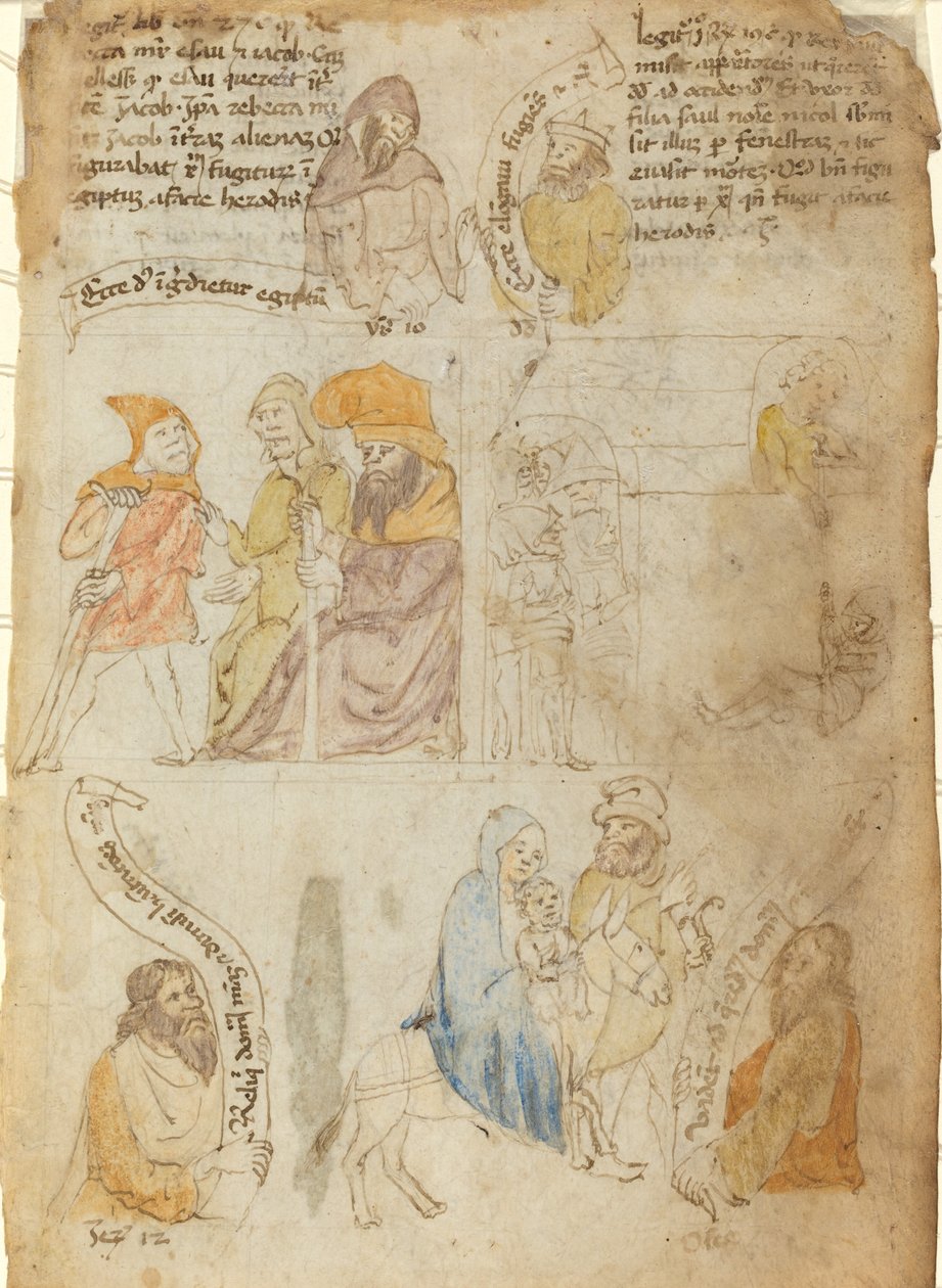 Flukten til Egypt [recto] av Italian 15th Century