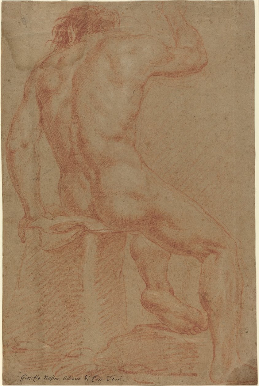 Naken mannlig figur [recto] av Italian 17th Century