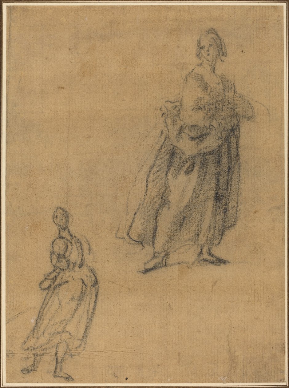 To studier av en stående kvinne av Italian 17th Century
