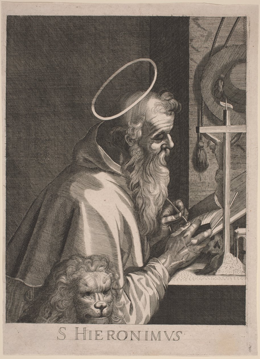 Den hellige Jerome av Italian 17th Century, after Aegidius Sadeler II