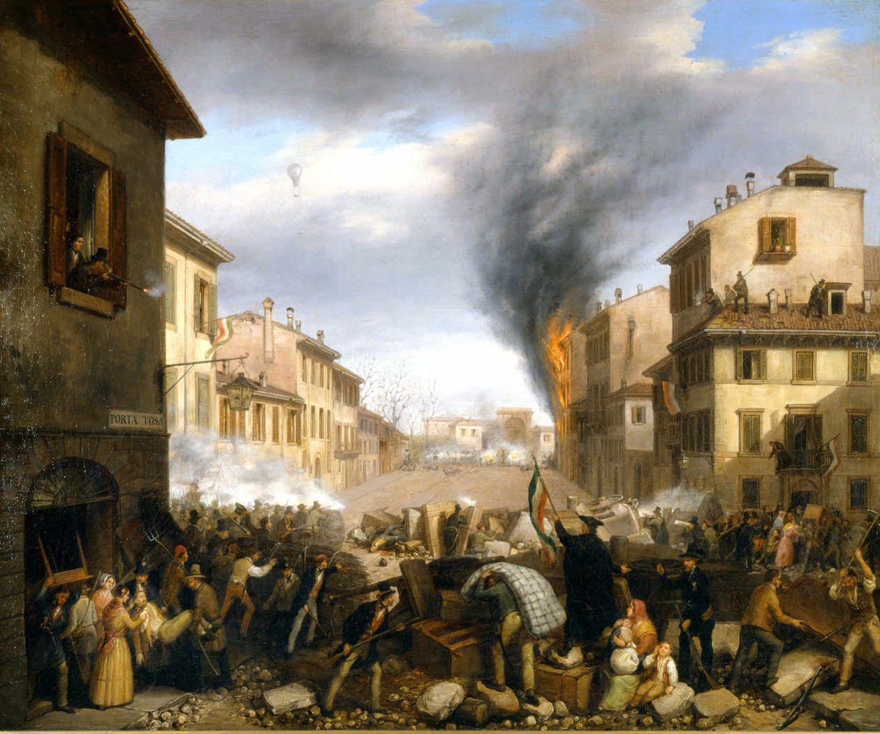 Barrikaden ved Tosa-porten, Milano, 22. mars av Italian School