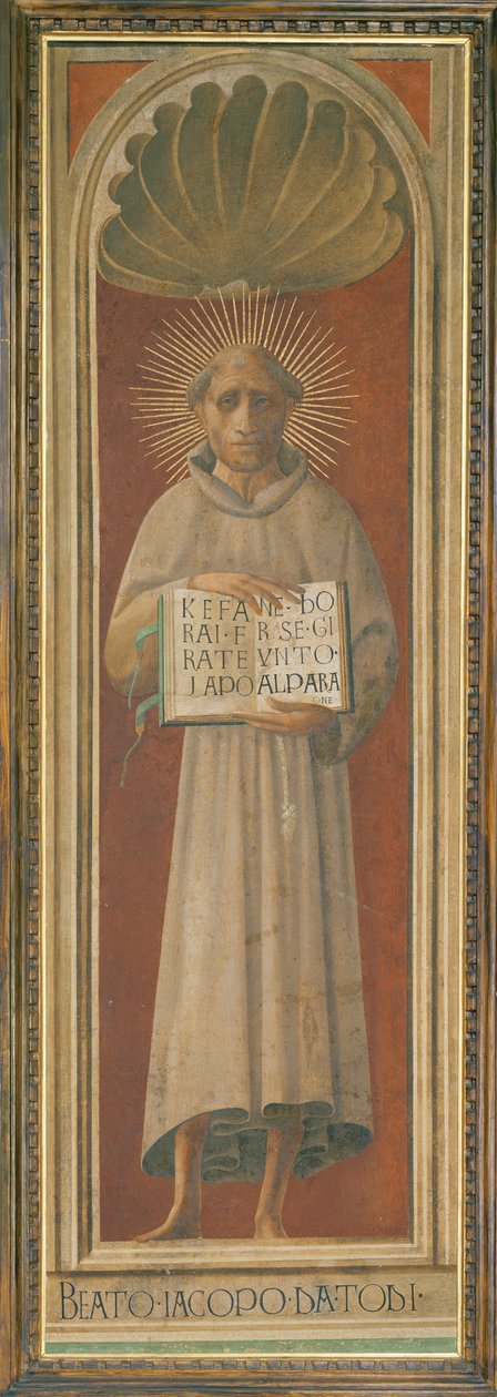 Salige Jacopone da Todi (tempera på panel) av Italian School