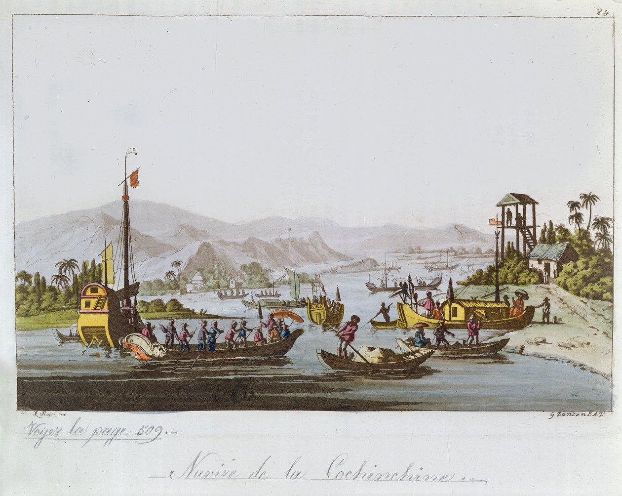 Båter i Cochin Kina, ca. 1820-25 av Italian School
