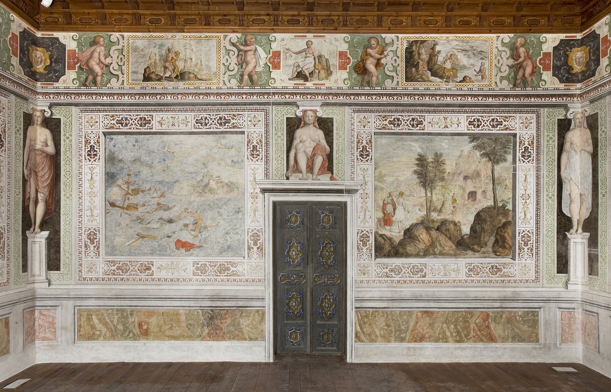 Caryatids-rom (freskomaleri) av Italian School