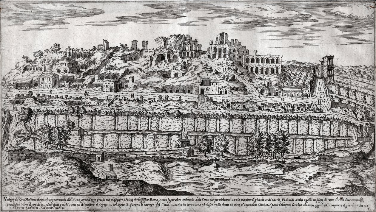 Circus Maximus, Roma. (gravering av Italian School