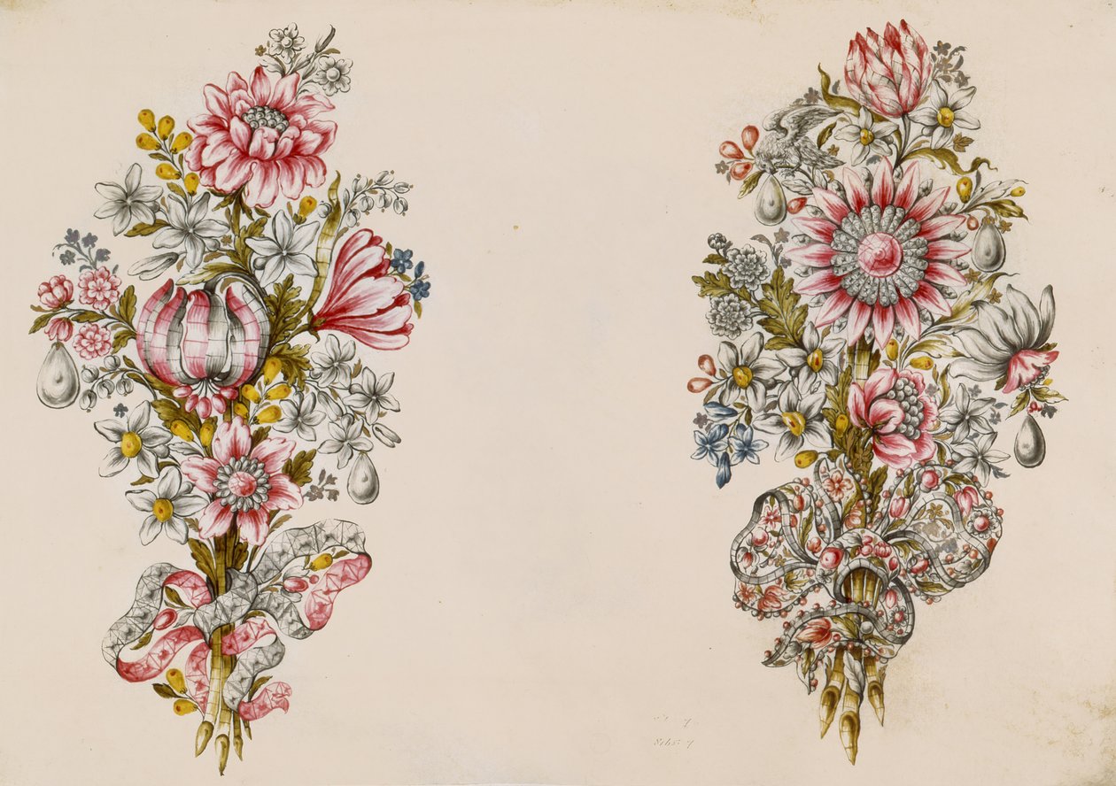Design for spray av blomster av Italian School