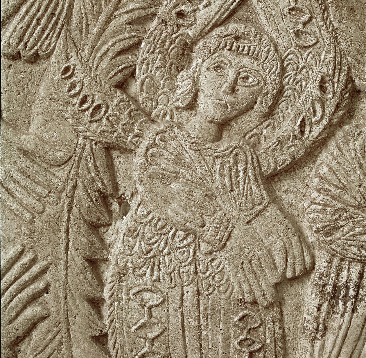 Detalj fra 'Kristus i Majestet' (stein) av Italian School