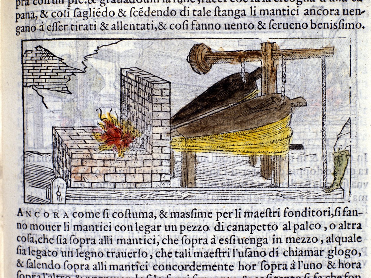 Forge - i "Pirotechnia" av Biringuccio av Italian School
