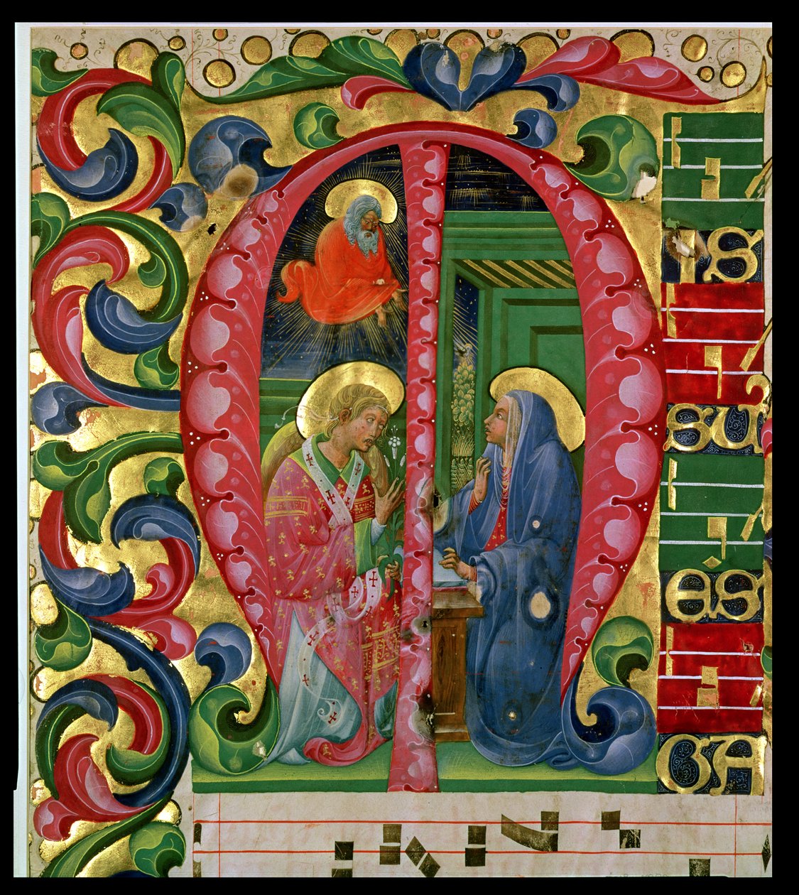 Historikert initial M som viser kunngjøringen av Italian School