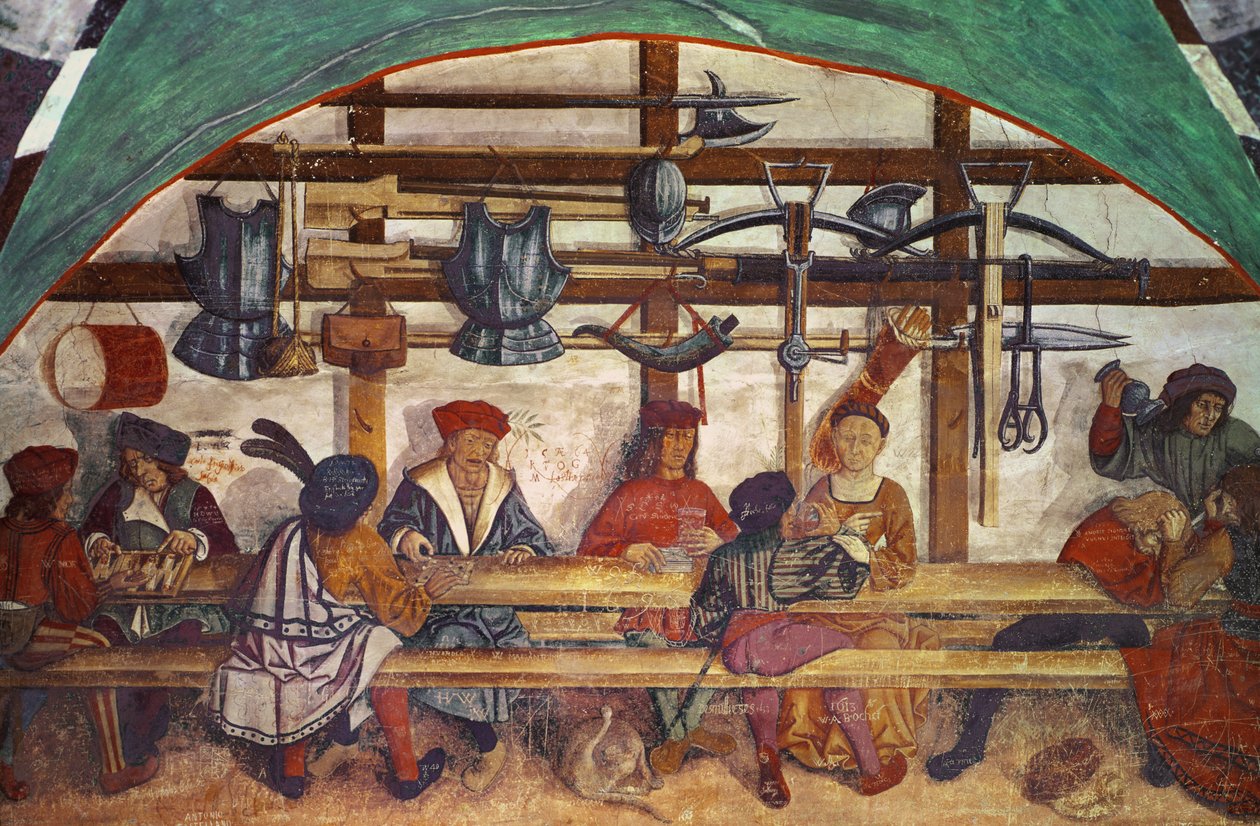 Interiør i vaktrommet (fresco) av Italian School