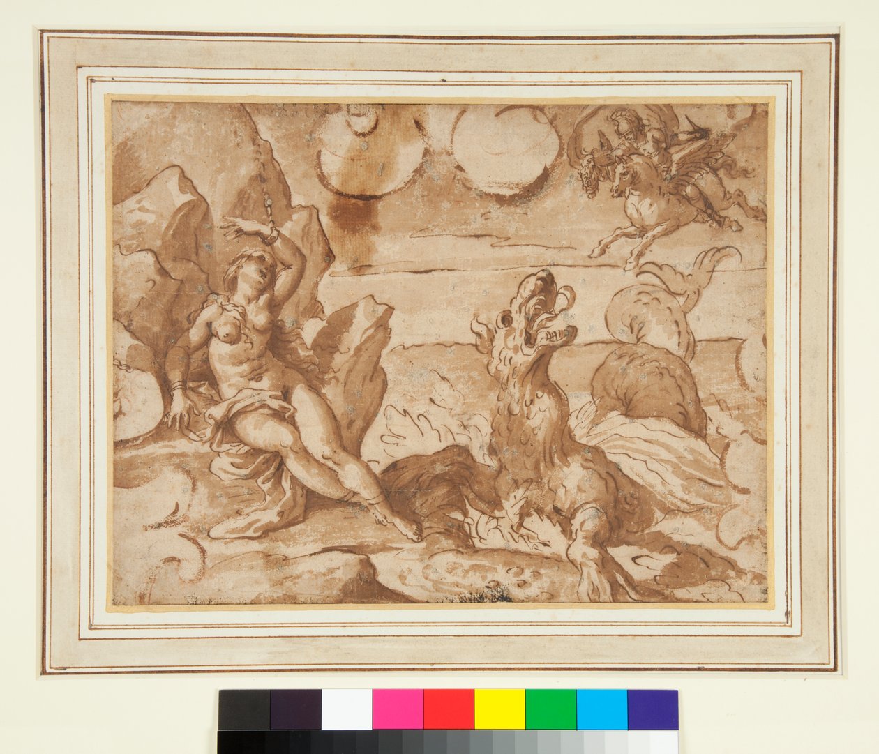Perseus redder Andromeda av Italian School
