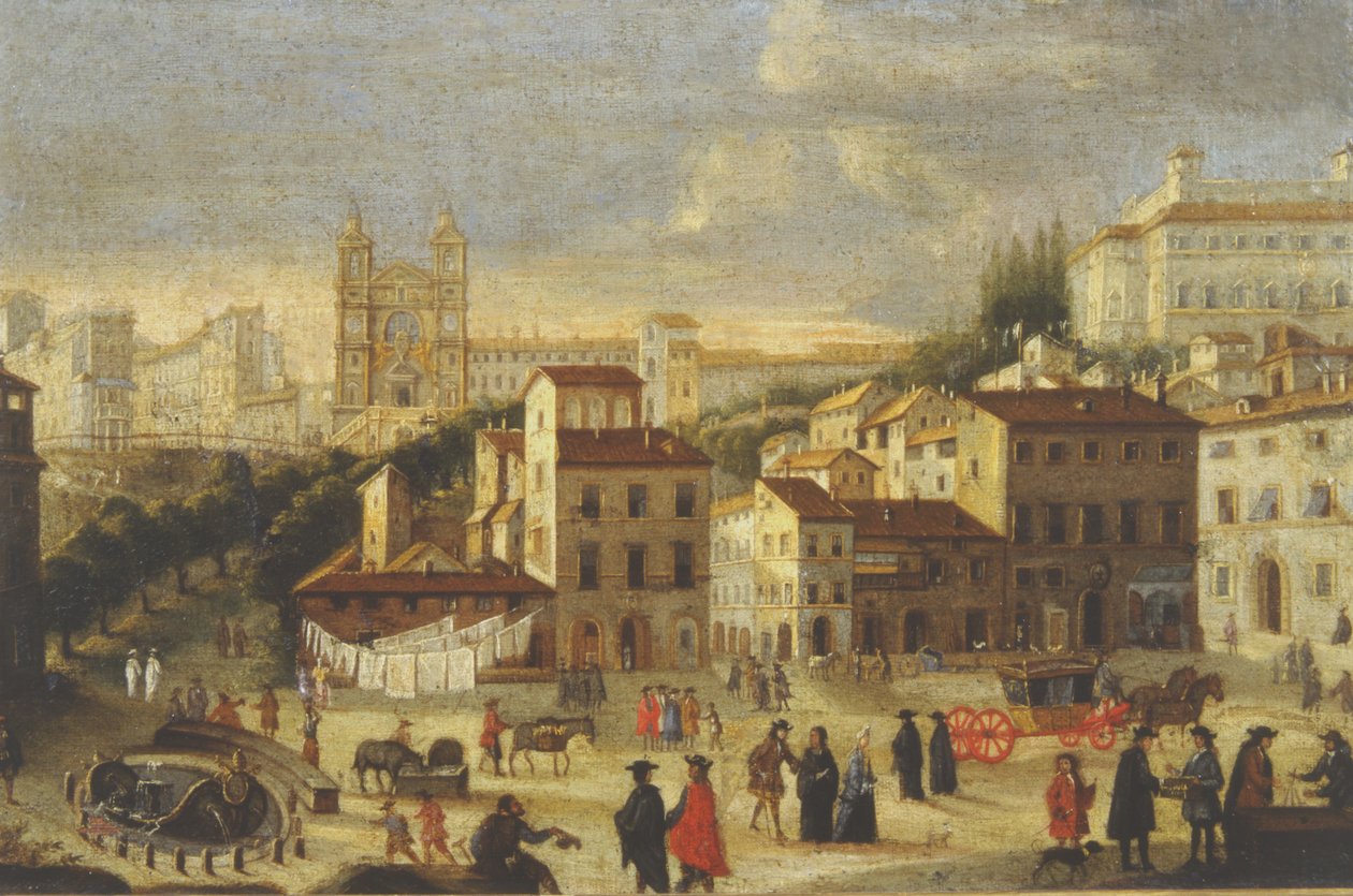 Piazza di Spagna og Trinita dei Monti av Italian School