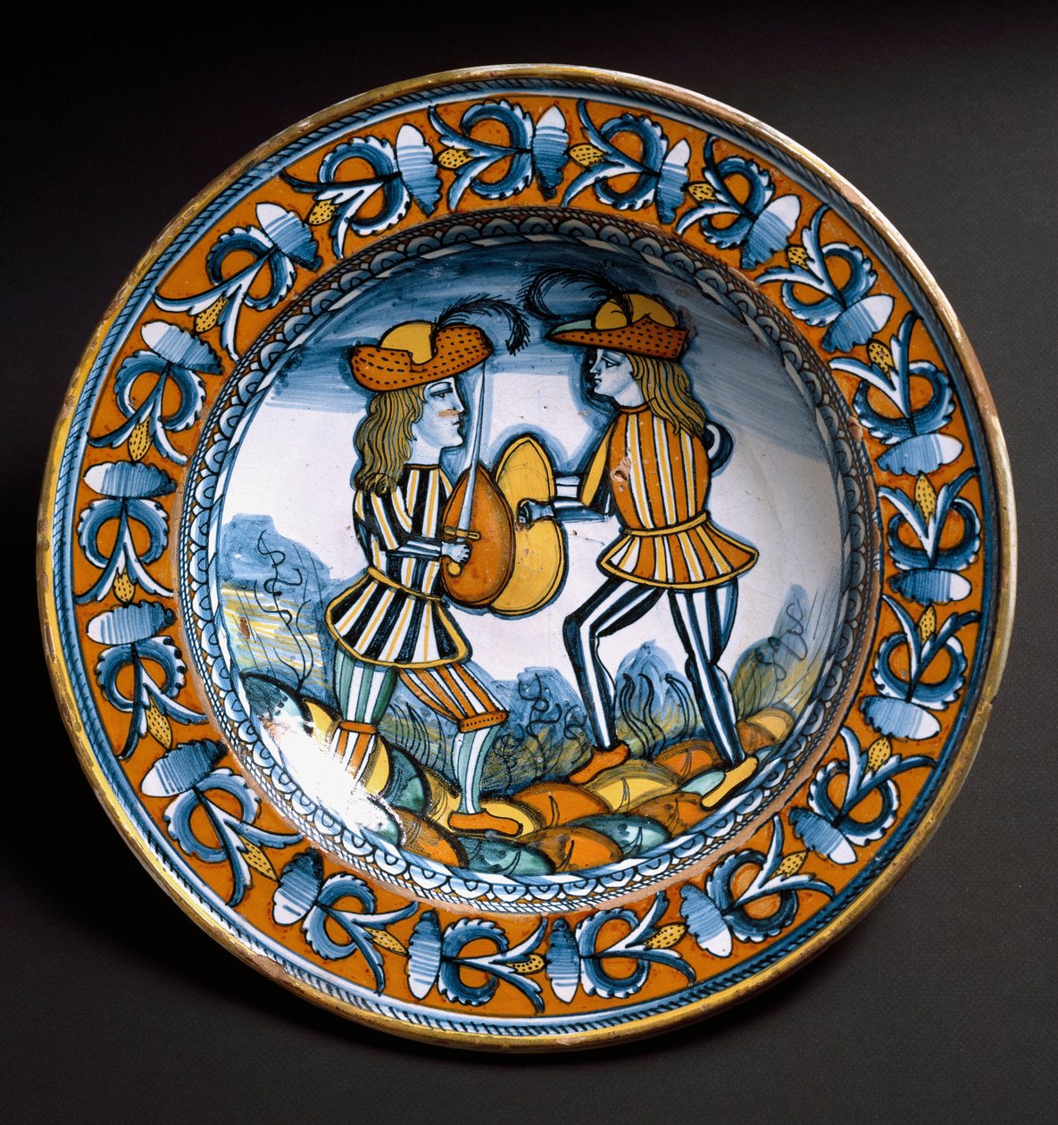 Plate som viser to soldater i kamp, ca. 1520 av Italian School