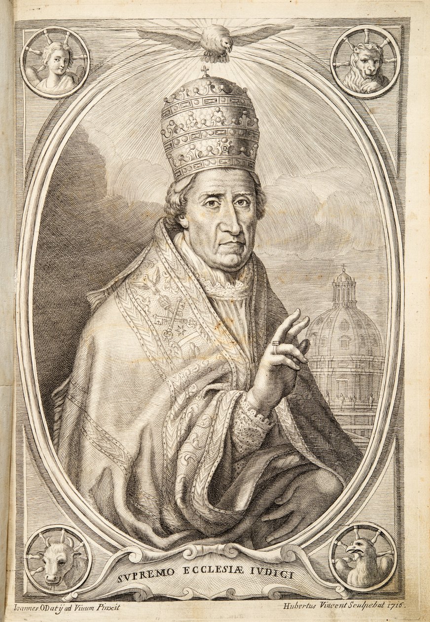 Pave Clement XI, pub. 1717 (gravering) av Italian School