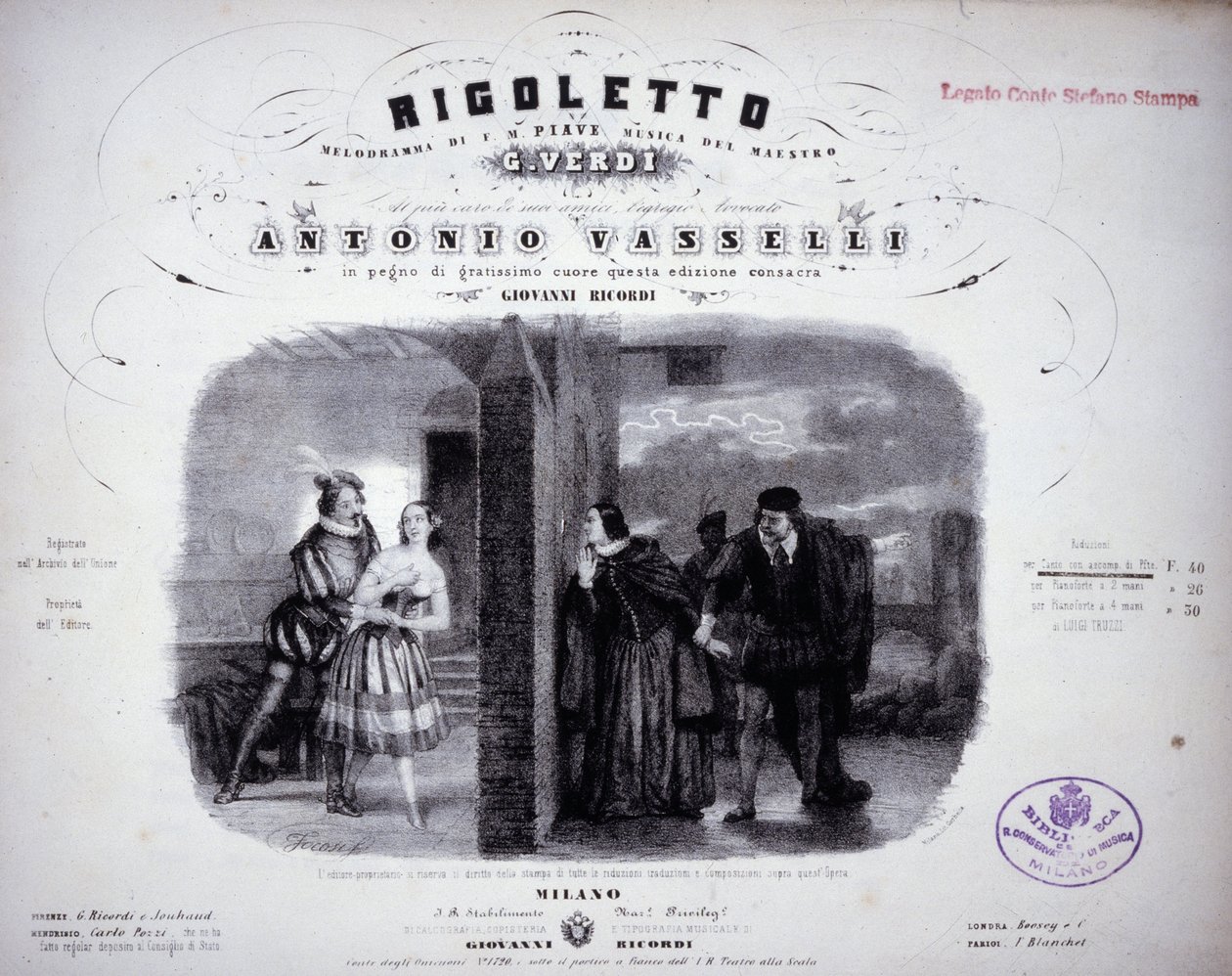 Noter til "" Rigoletto"" av Verdi. av Italian School
