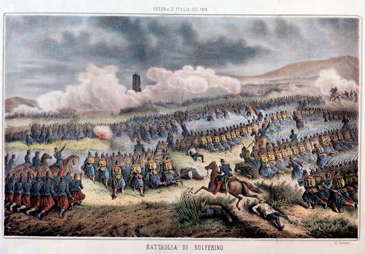 Slaget ved Solferino, 24/06/1859 (Trykk av Italian School