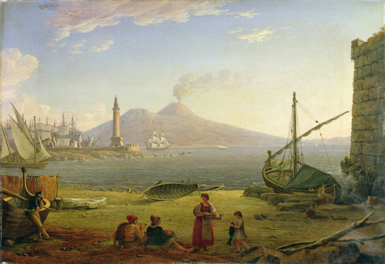 The Bay of Napoli (olje på lerret) av Italian School