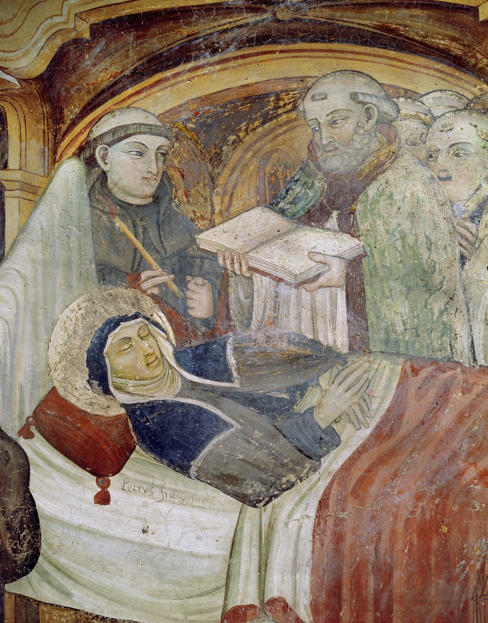 The Death of Saint Scholastica (fresco) av Italian School