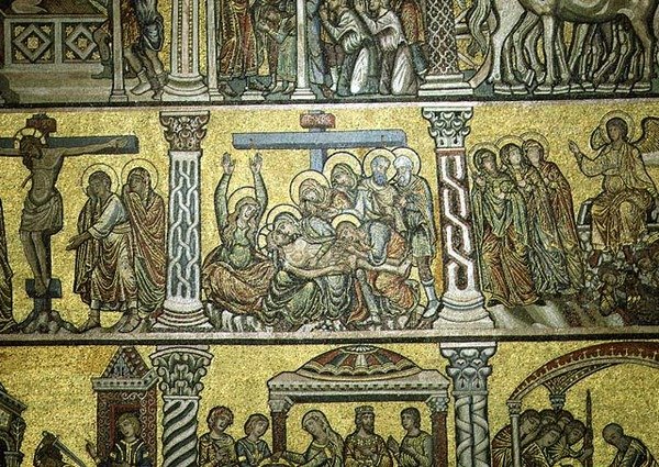 The Lamentation, detalj, slutten av 1200-tallet (mosaikk) av Italian School