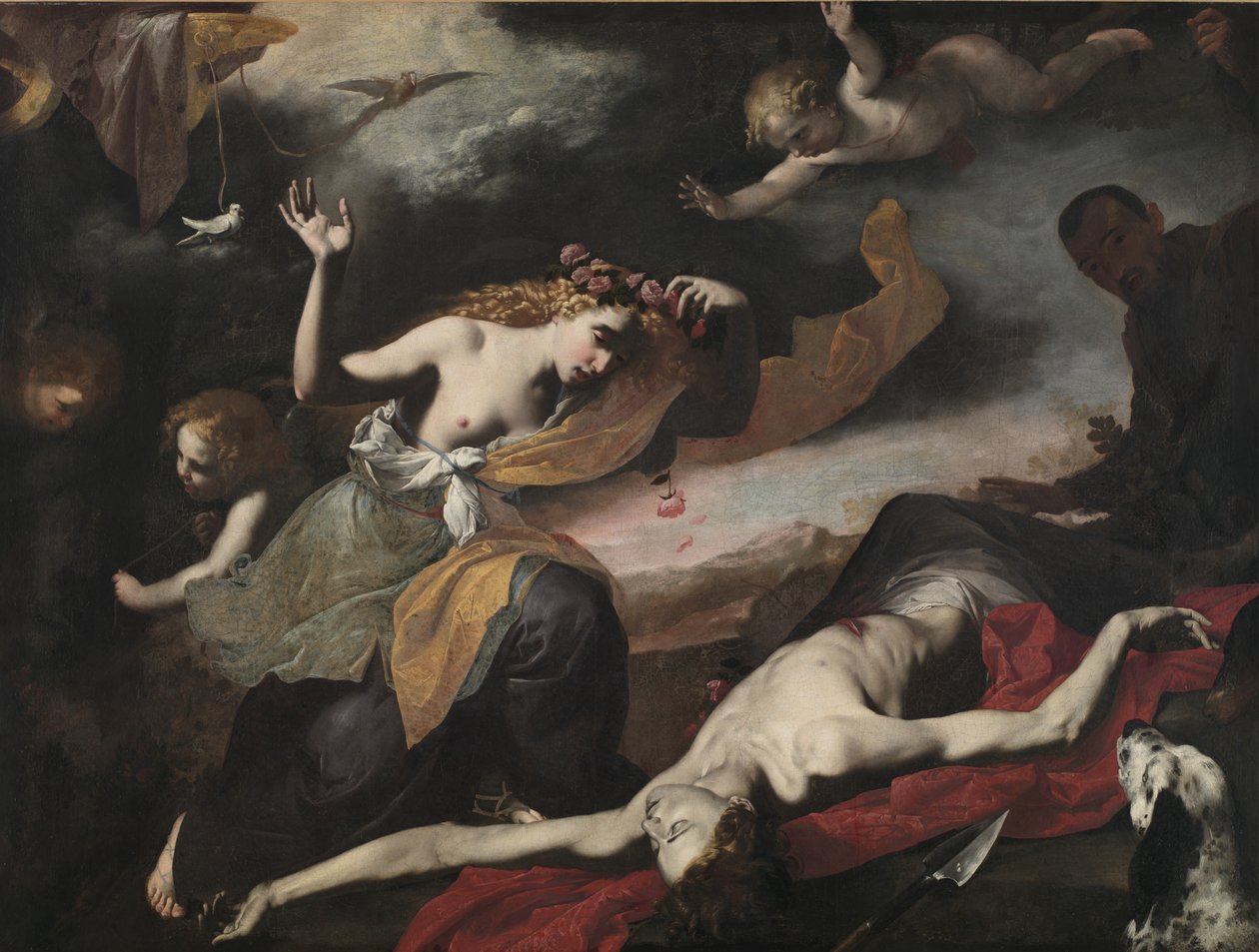 Venus oppdager den døde Adonis, ca. 1650 av Italian School