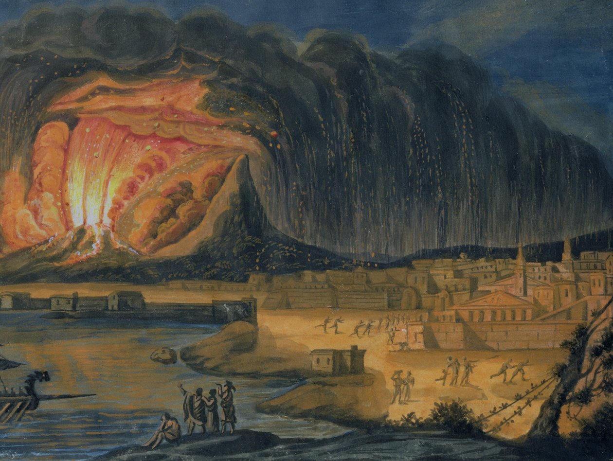 Vesuv i utbrudd nær Napoli, ca. 1815 av Italian School