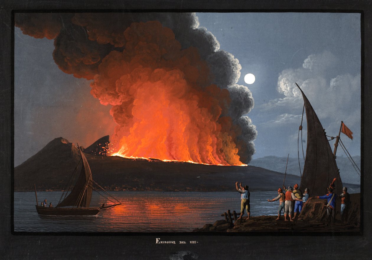 Vesuv, utbruddet i 1810 av Italian School