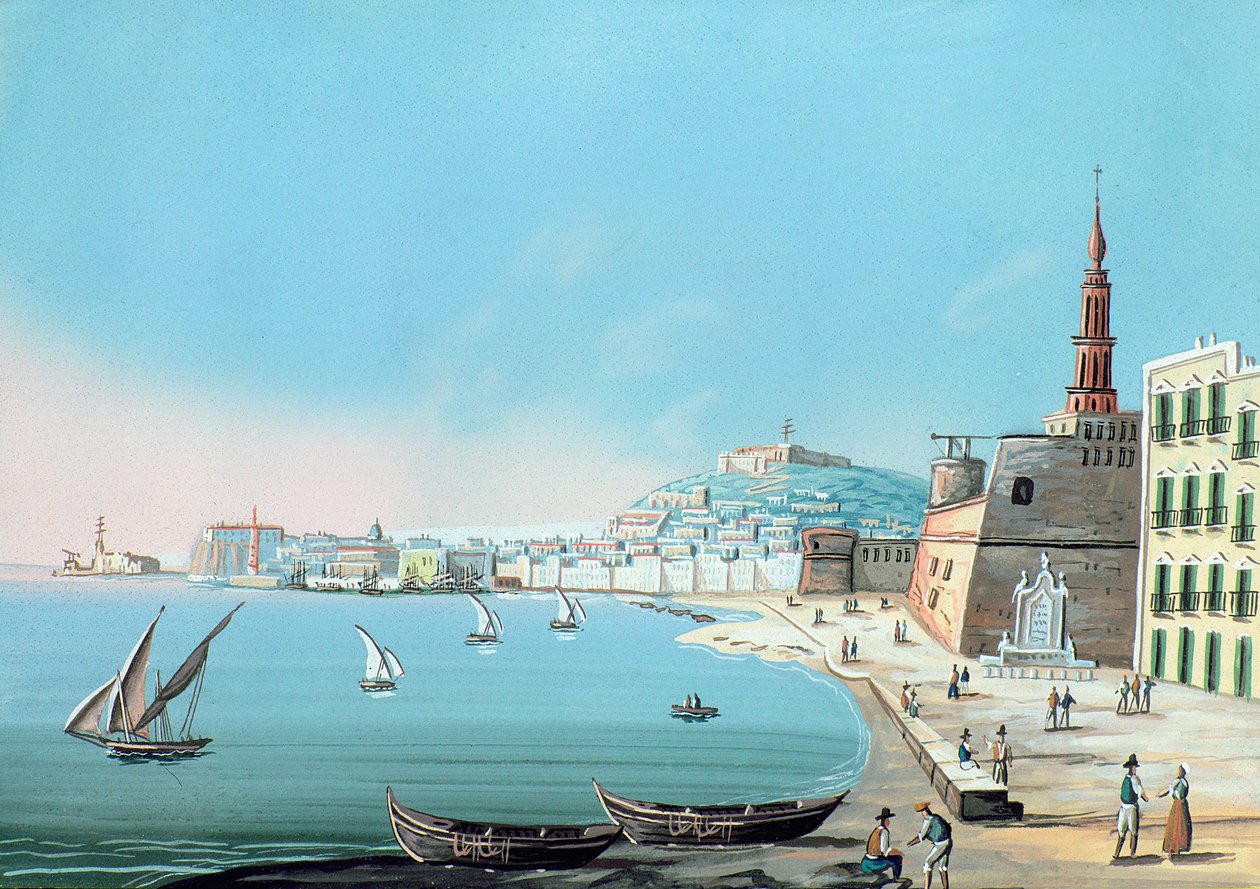 Utsikt over Napoli fra Karminen, ca. 1845 av Italian School