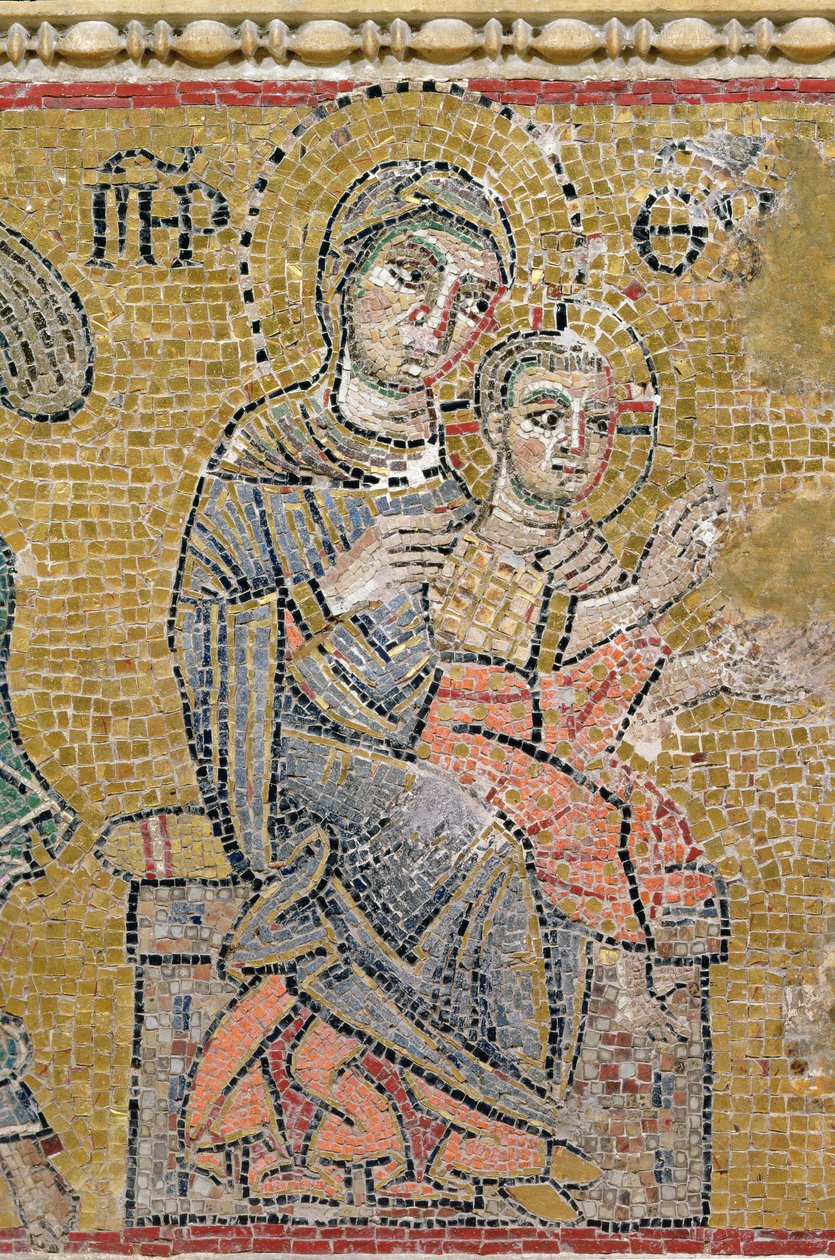 Jomfru og barn, Cosmati (mosaikk) av Italian School