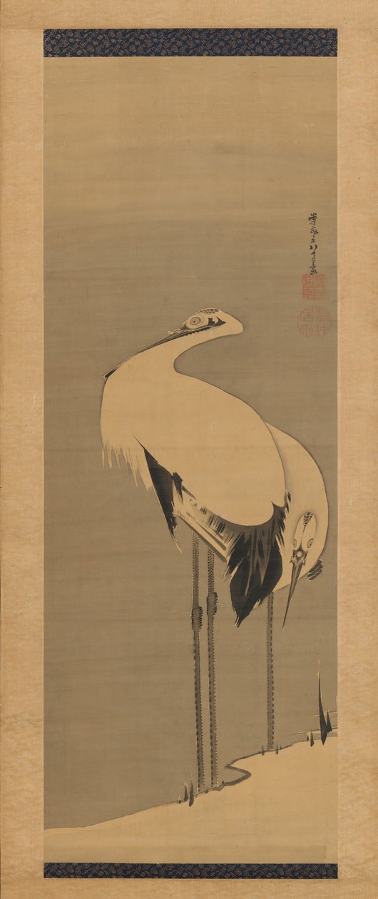 To kraner, 1795. av Ito Jakuchu