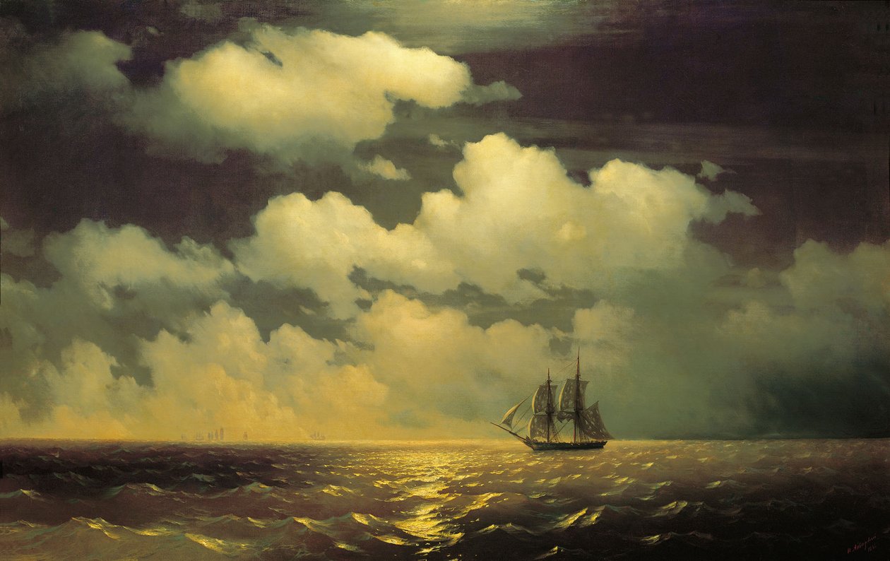 Brig Mercury etter å ha beseiret to tyrkiske skip av Ivan Konstantinovich Aivazovsky