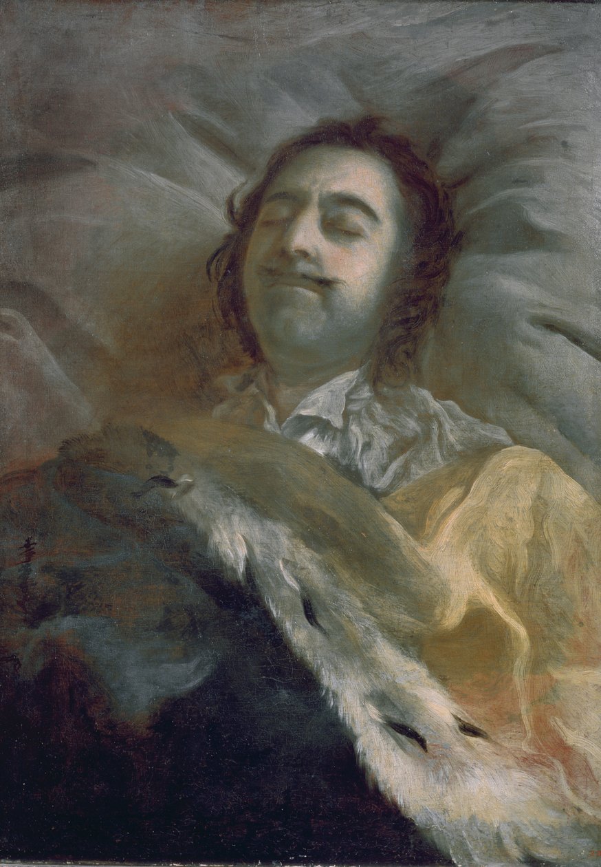 Peter I (1672-1725) den store på sitt dødsleie, 1725 av Ivan Nikitich Nikitin