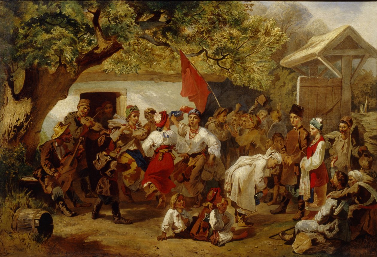 Bryllupsfesten, 1860 av Ivan Ivanovich Sokolov
