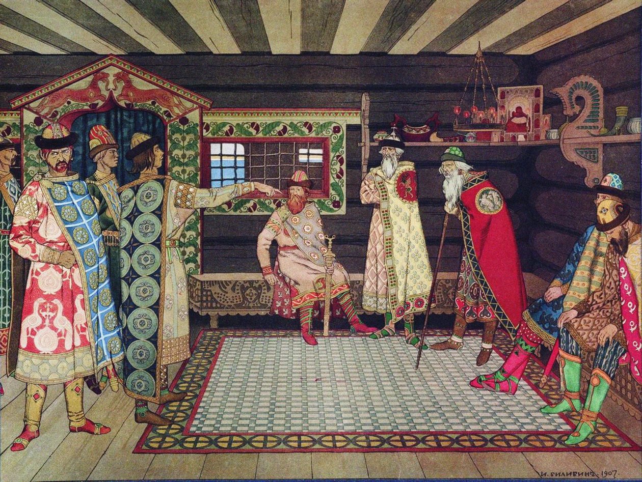 Kyivan-prinsenes møte, 1907 av Ivan Yakovlevich Bilibin